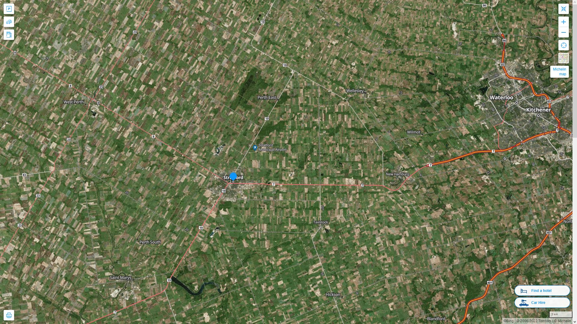 Stratford Highway and Road Map with Satellite View